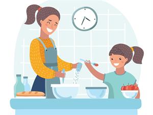 Shree's aunt making food for her.jpg